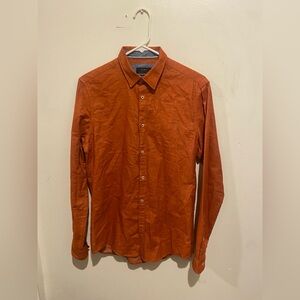 Zara Size S Men’s Burnt Orange Long-Sleeve Button-Up Shirt